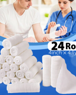 4” Gauze Roll Bandage Sterile Stretch Medical Tape First Aid Wound Care 24 Pack