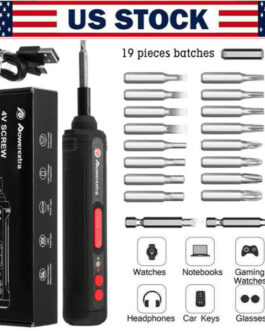 5V Cordless Electric Screwdriver Kit USB Rechargeable Power Tool 19pcs Bits Set