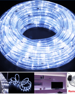 40FT LED Rope Lights Flexible Light 110V Indoor Outdoor Decor White w/ Remote US
