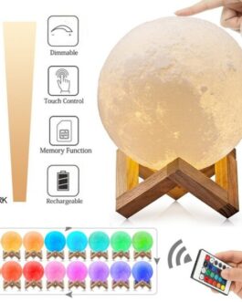 3D Printing Moon Lamp USB LED Night Lunar Light Moonlight Touch Color Changing