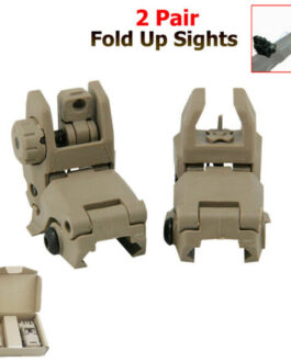 2 Pair Premium Flip-up Tactical Sight Folding Sights Front and Rear Set Khaki US