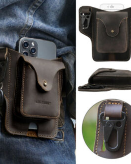 Men Leather Phone Belt Bag Waist Pack Holster Portable Pouch Retro Wallet Case