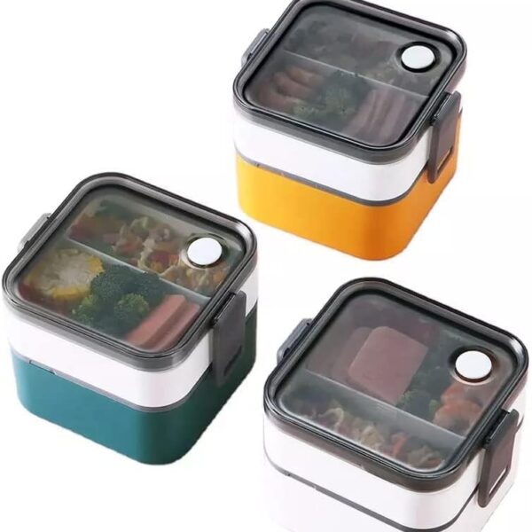 Reusable Square Food Grade Microwaveable Leakproof Adult Office Food Container Plastic Lunch Box Storage Bento Box